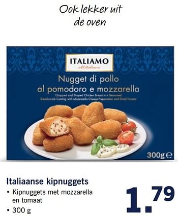 Aanbiedingen Italiaanse kipnuggets - Italiamo - Geldig van 20/02/2017 tot 26/02/2017 bij Lidl