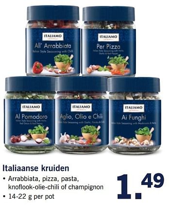 Aanbiedingen Italiaanse kruiden - Italiamo - Geldig van 20/02/2017 tot 26/02/2017 bij Lidl