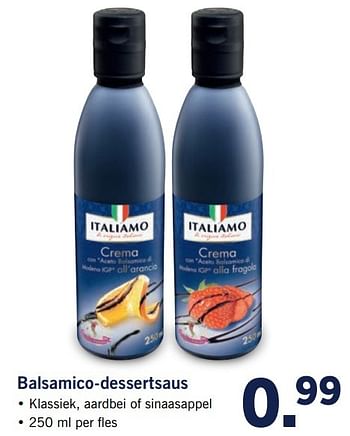 Aanbiedingen Balsamico-dessertsaus - Italiamo - Geldig van 20/02/2017 tot 26/02/2017 bij Lidl