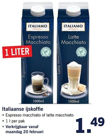 Aanbiedingen Italiaanse ijskoffie - Italiamo - Geldig van 20/02/2017 tot 26/02/2017 bij Lidl
