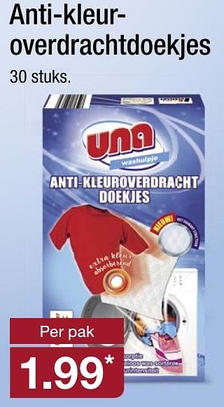 Aanbiedingen Anti-kleurover drachtdoekjes - Una - Geldig van 19/02/2017 tot 26/02/2017 bij Aldi