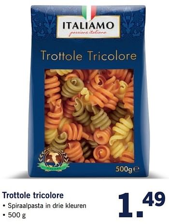 Aanbiedingen Trottole tricolore - Italiamo - Geldig van 20/02/2017 tot 26/02/2017 bij Lidl
