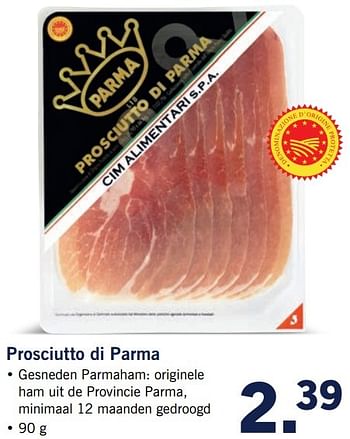 Aanbiedingen Prosciutto di parma - Prosciutto di Parma - Geldig van 20/02/2017 tot 26/02/2017 bij Lidl