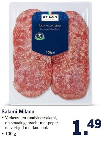 Aanbiedingen Salami milano - Italiamo - Geldig van 20/02/2017 tot 26/02/2017 bij Lidl