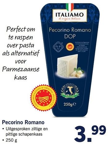Aanbiedingen Pecorino romano - Italiamo - Geldig van 20/02/2017 tot 26/02/2017 bij Lidl