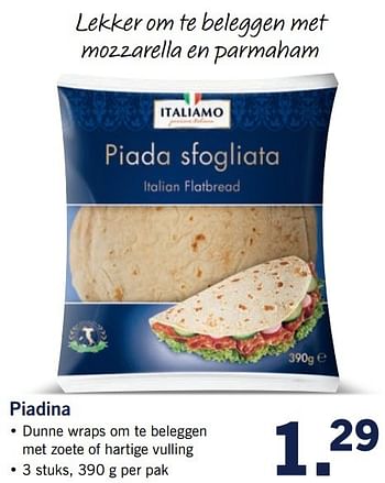 Aanbiedingen Piadina - Italiamo - Geldig van 20/02/2017 tot 26/02/2017 bij Lidl
