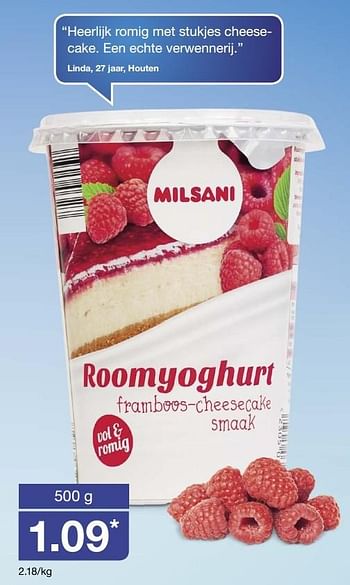 Aanbiedingen Roomyoghurt - Milsani - Geldig van 19/02/2017 tot 26/02/2017 bij Aldi