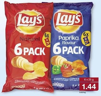 Aanbiedingen Lay`s naturel, paprika - Lay's - Geldig van 19/02/2017 tot 26/02/2017 bij Aldi