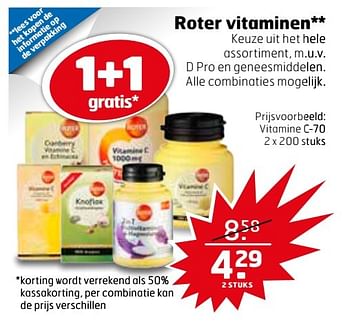 Aanbiedingen Roter vitaminen c-70 - Roter - Geldig van 21/02/2017 tot 26/02/2017 bij Trekpleister