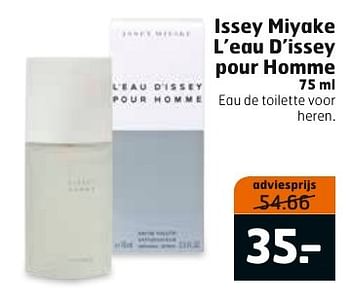 Aanbiedingen Issey miyake l`eau d`issey pour homme 75 ml - Issey Miyake - Geldig van 13/02/2017 tot 26/02/2017 bij Trekpleister