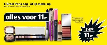 Aanbiedingen L`oréal paris oog- of lip make-up lipstick palette color riche - L'Oreal Paris - Geldig van 13/02/2017 tot 26/02/2017 bij Trekpleister