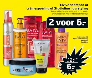 Aanbiedingen Elvive shampoo of crèmespoeling of studioline haarstyling - L'Oreal Paris - Geldig van 13/02/2017 tot 26/02/2017 bij Trekpleister