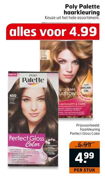Aanbiedingen Poly palette haarkleuring perfect gloss color - Poly palette - Geldig van 13/02/2017 tot 26/02/2017 bij Trekpleister