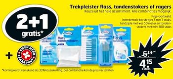 Aanbiedingen Trekpleister floss, tandenstokers of ragers - Huismerk - Trekpleister - Geldig van 13/02/2017 tot 26/02/2017 bij Trekpleister