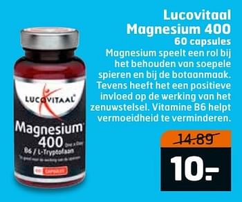 Aanbiedingen Lucovitaal magnesium 400 - Lucovitaal - Geldig van 13/02/2017 tot 26/02/2017 bij Trekpleister