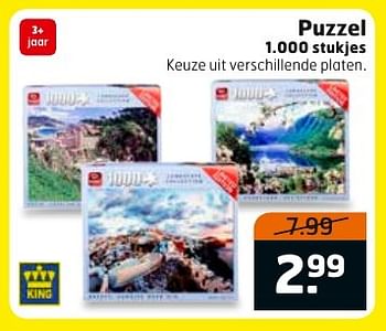 Aanbiedingen Puzzel 1.000 stukjes - King - Geldig van 13/02/2017 tot 26/02/2017 bij Trekpleister