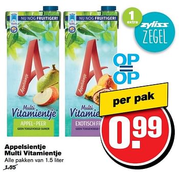Aanbiedingen Appelsientje multi vitamientje - Appelsientje - Geldig van 21/02/2017 tot 28/02/2017 bij Hoogvliet