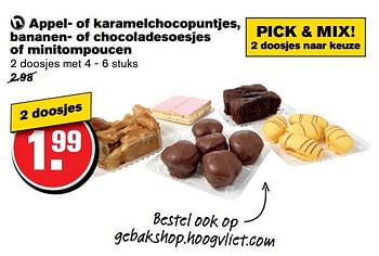 Aanbiedingen Appel- of karamelchocopuntjes, bananen- of chocoladesoesjes of minitompoucen - Huismerk - Hoogvliet - Geldig van 21/02/2017 tot 28/02/2017 bij Hoogvliet