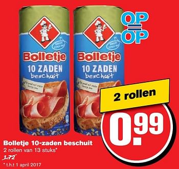 Aanbiedingen Bolletje 10-zaden beschuit - Bolletje - Geldig van 21/02/2017 tot 28/02/2017 bij Hoogvliet