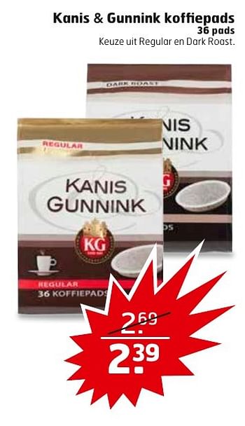 Aanbiedingen Kanis + gunnink koffiepads - Kanis Gunnink - Geldig van 13/02/2017 tot 26/02/2017 bij Trekpleister