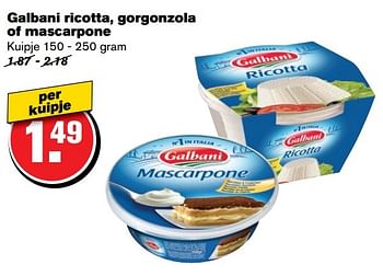 Aanbiedingen Galbani ricotta, gorgonzola of mascarpone - Galbani - Geldig van 21/02/2017 tot 28/02/2017 bij Hoogvliet
