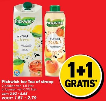 Aanbiedingen Pickwick ice tea of siroop - Pickwick - Geldig van 21/02/2017 tot 28/02/2017 bij Hoogvliet