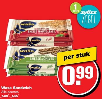 Aanbiedingen Wasa sandwich - Wasa - Geldig van 21/02/2017 tot 28/02/2017 bij Hoogvliet