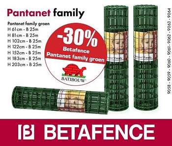 Aanbiedingen -30% betafence pantanet family groen - Betafence - Geldig van 26/02/2017 tot 31/03/2017 bij Multi Bazar