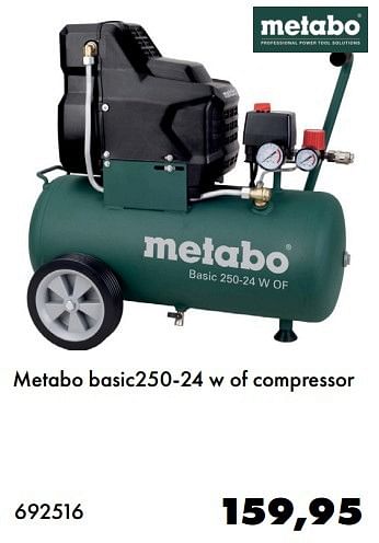Aanbiedingen Metabo basic250-24 w of compressor - Metabo - Geldig van 26/02/2017 tot 31/03/2017 bij Multi Bazar