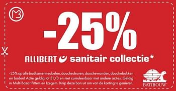 Aanbiedingen -25% allibert sanitair collectie - Allibert - Geldig van 26/02/2017 tot 31/03/2017 bij Multi Bazar