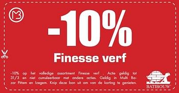 Aanbiedingen -10% finesse verf - Huismerk - Multi Bazar - Geldig van 26/02/2017 tot 31/03/2017 bij Multi Bazar