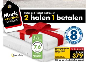 Aanbiedingen Pocketveermatras silver pocket deluxe foam - Huismerk - Beter Bed - Geldig van 20/02/2017 tot 05/03/2017 bij Beter Bed