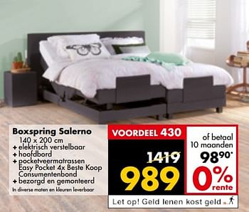 Aanbiedingen Boxspring salerno - Huismerk - Beter Bed - Geldig van 20/02/2017 tot 05/03/2017 bij Beter Bed