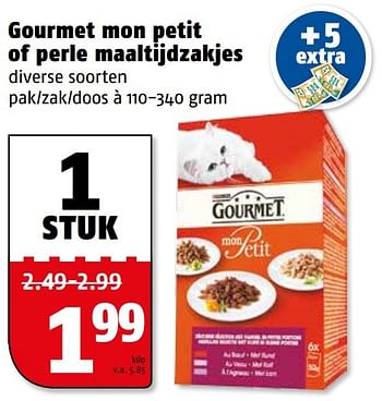 Aanbiedingen Gourmet mon petit of perle maaltijdzakjes - Purina - Geldig van 20/02/2017 tot 26/02/2017 bij Poiesz