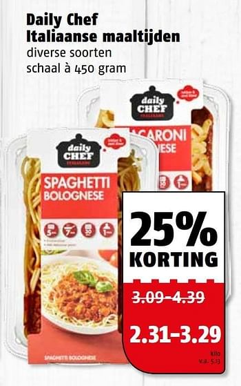 Aanbiedingen Daily chef italiaanse maaltijden - Daily chef - Geldig van 20/02/2017 tot 26/02/2017 bij Poiesz