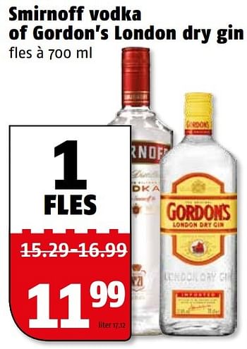 Aanbiedingen Smirnoff vodka of gordon`s london dry gin - Huismerk Poiesz - Geldig van 20/02/2017 tot 26/02/2017 bij Poiesz