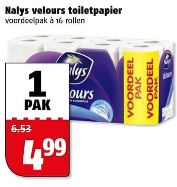 Aanbiedingen Nalys velours toiletpapier - Nalys - Geldig van 20/02/2017 tot 26/02/2017 bij Poiesz