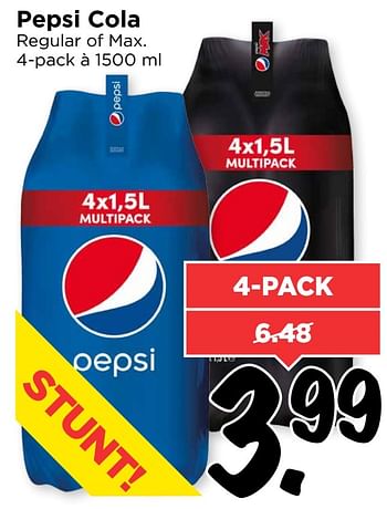Aanbiedingen Pepsi cola regular of max - Pepsi - Geldig van 26/02/2017 tot 04/03/2017 bij Vomar