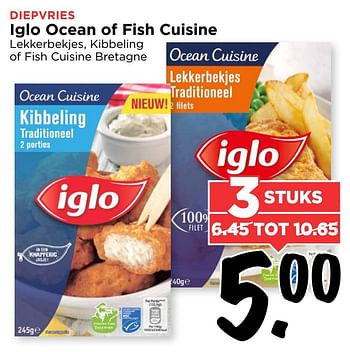 Aanbiedingen Iglo ocean of fish cuisine - Iglo - Geldig van 26/02/2017 tot 04/03/2017 bij Vomar