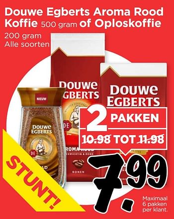 Aanbiedingen Douwe egberts aroma rood koffie of oploskoffie - Douwe Egberts - Geldig van 26/02/2017 tot 04/03/2017 bij Vomar