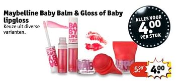 Aanbiedingen Maybelline baby balm + gloss of baby lipgloss - Maybelline - Geldig van 21/02/2017 tot 05/03/2017 bij Kruidvat