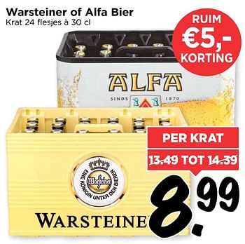 Aanbiedingen Warsteiner of alfa bier - Huismerk Vomar - Geldig van 26/02/2017 tot 04/03/2017 bij Vomar