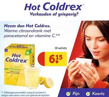 Aanbiedingen Warme citroendrank met paracetamol en vitamine c - Hot Coldrex - Geldig van 21/02/2017 tot 05/03/2017 bij Kruidvat