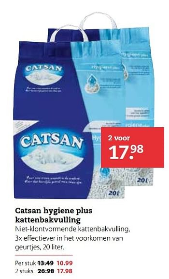 Aanbiedingen Catsan hygiene plus kattenbakvulling - Catsan - Geldig van 20/02/2017 tot 05/03/2017 bij Boerenbond