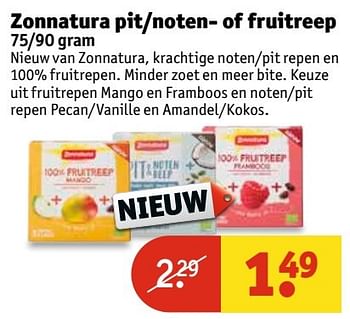 Aanbiedingen Zonnatura pit-noten- of fruitreep - Zonnatura - Geldig van 21/02/2017 tot 05/03/2017 bij Kruidvat