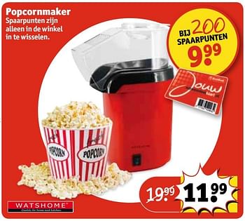 Aanbiedingen Watshome popcornmaker - Watshome - Geldig van 21/02/2017 tot 05/03/2017 bij Kruidvat