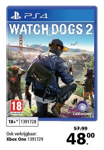 Aanbiedingen Watch dogs 2 - Ubisoft - Geldig van 20/02/2017 tot 05/03/2017 bij Bart Smit