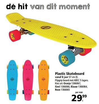 Aanbiedingen Plastic skateboard - Huismerk - Intertoys - Geldig van 20/02/2017 tot 05/03/2017 bij Intertoys