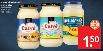 Aanbiedingen Calvé of hellmann`s mayonaise - Calve - Geldig van 27/02/2017 tot 04/03/2017 bij Deen Supermarkten