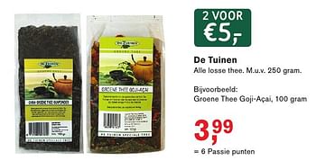 Aanbiedingen De tuinen groene thee goji-açai - De Tuinen - Geldig van 13/02/2017 tot 05/03/2017 bij Holland & Barrett